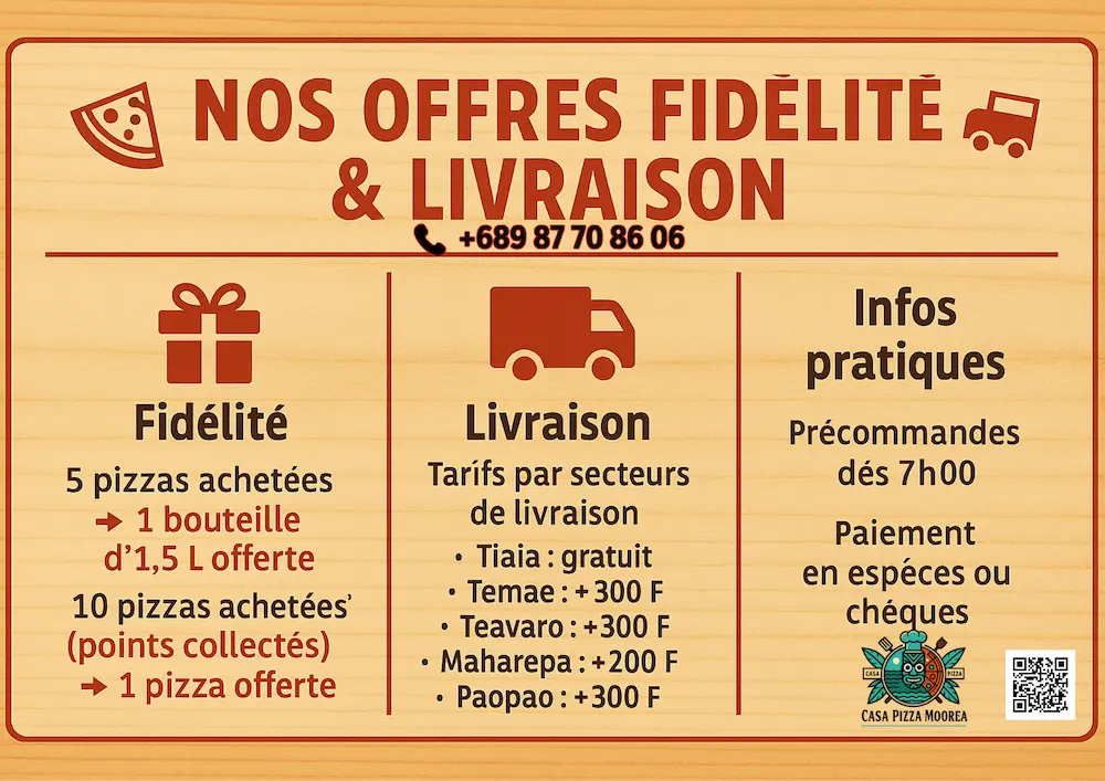 Illustration de Promotion Spéciale Chez Casa Pizza Moorea ! 🍕🥤